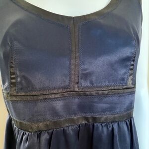 Y2K Throw Back Structured Silk Sleeveless Navy and Black Dress Midi Dress Lined
